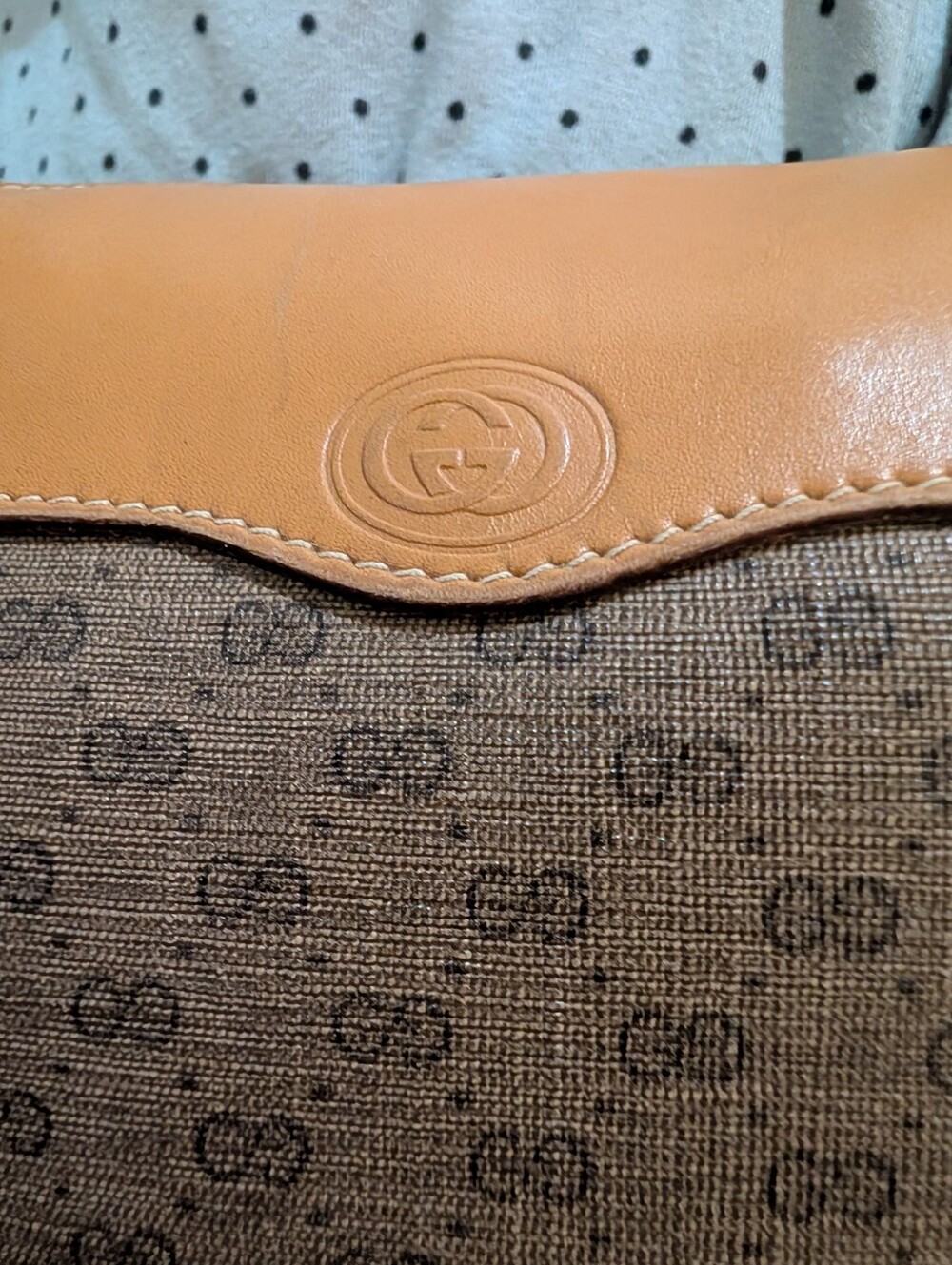 Vintage 80's Gucci Brown Monogram Canvas Shoulder Bag w/ Adjustable Strap